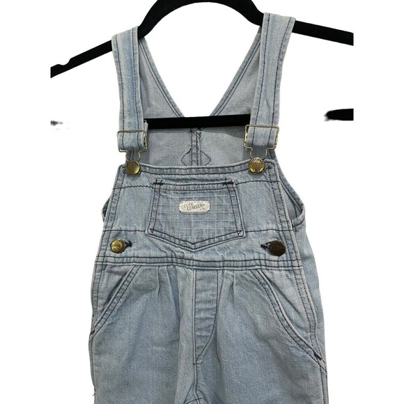 Vintage Cutecumber Bib Overalls Pale Pink Check Pleat Light Wash Toddler USA 2T - Picture 3 of 9